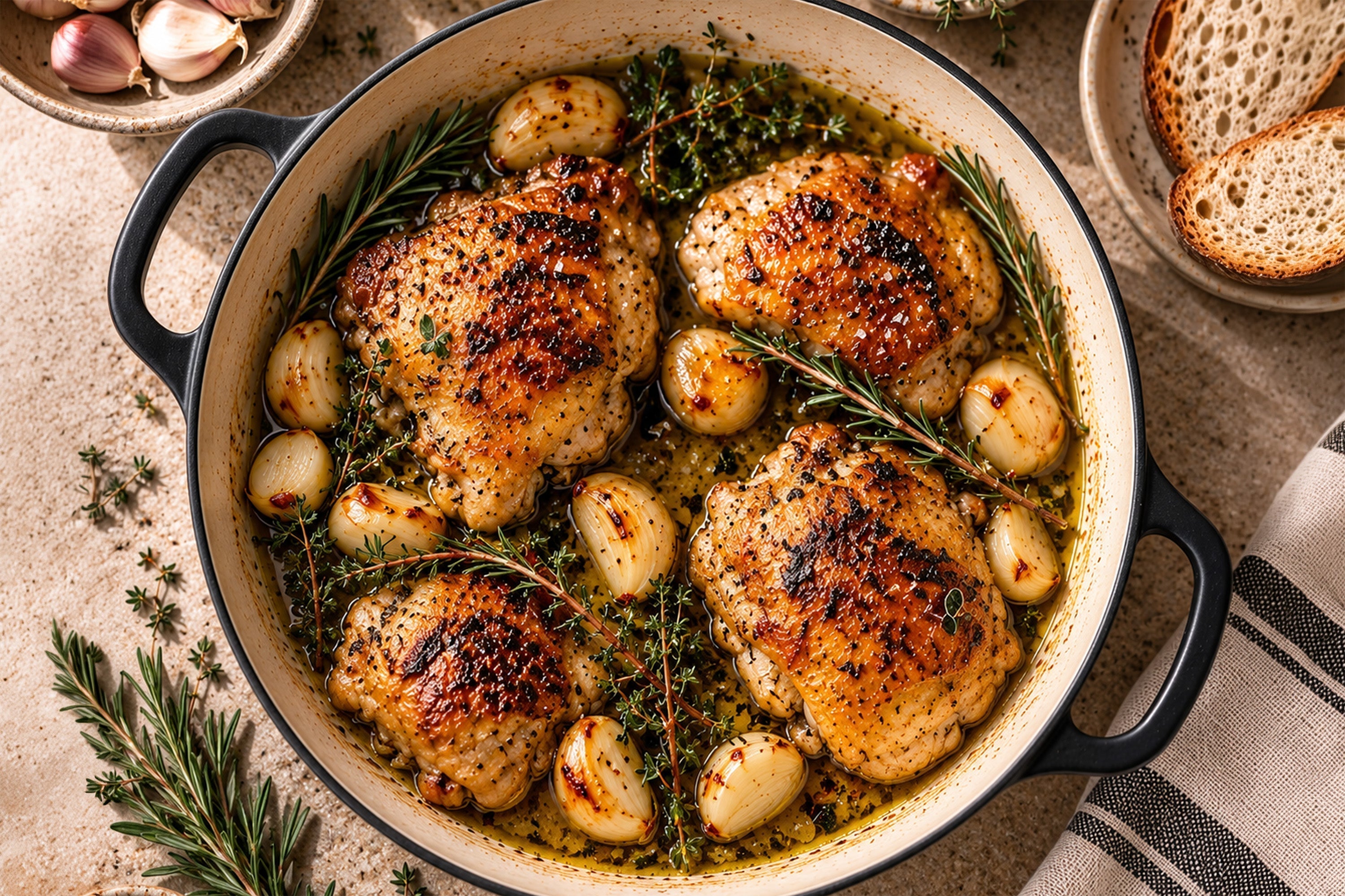 Garlic Confit Chicken with Oliváki