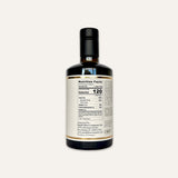Nutrition facts label on a bottle of Oliváki Greek Extra Virgin Olive Oil by Small Olive