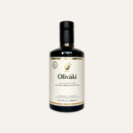 Oliváki Early Harvest Greek Extra Virgin Olive Oil in a dark glass bottle.